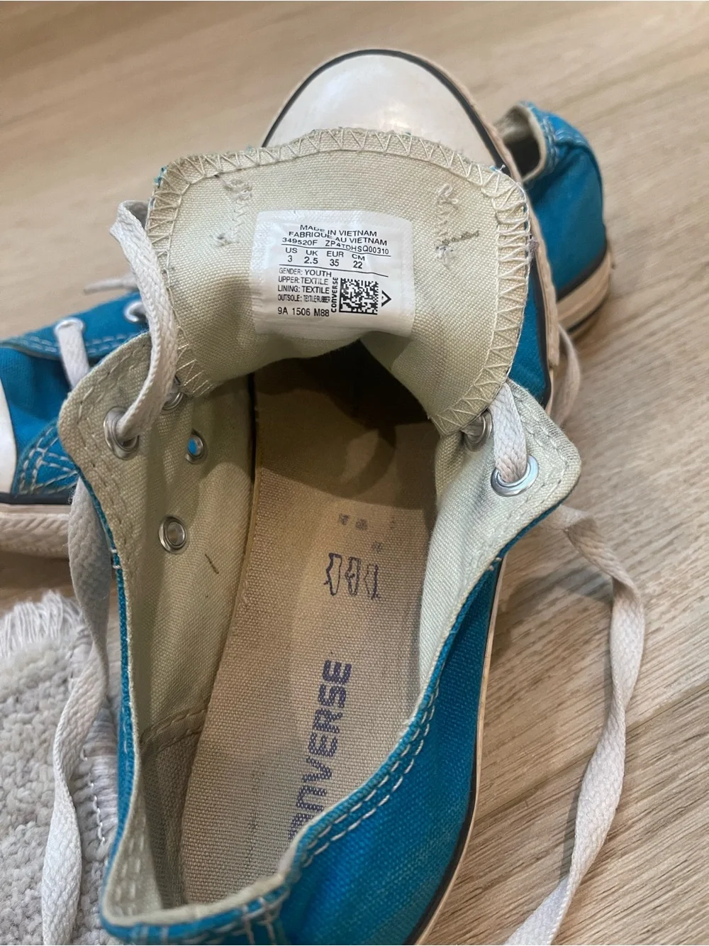 Converse Kids Blue Turquoise Canvas Low-Top Sneakers Chuck Taylor